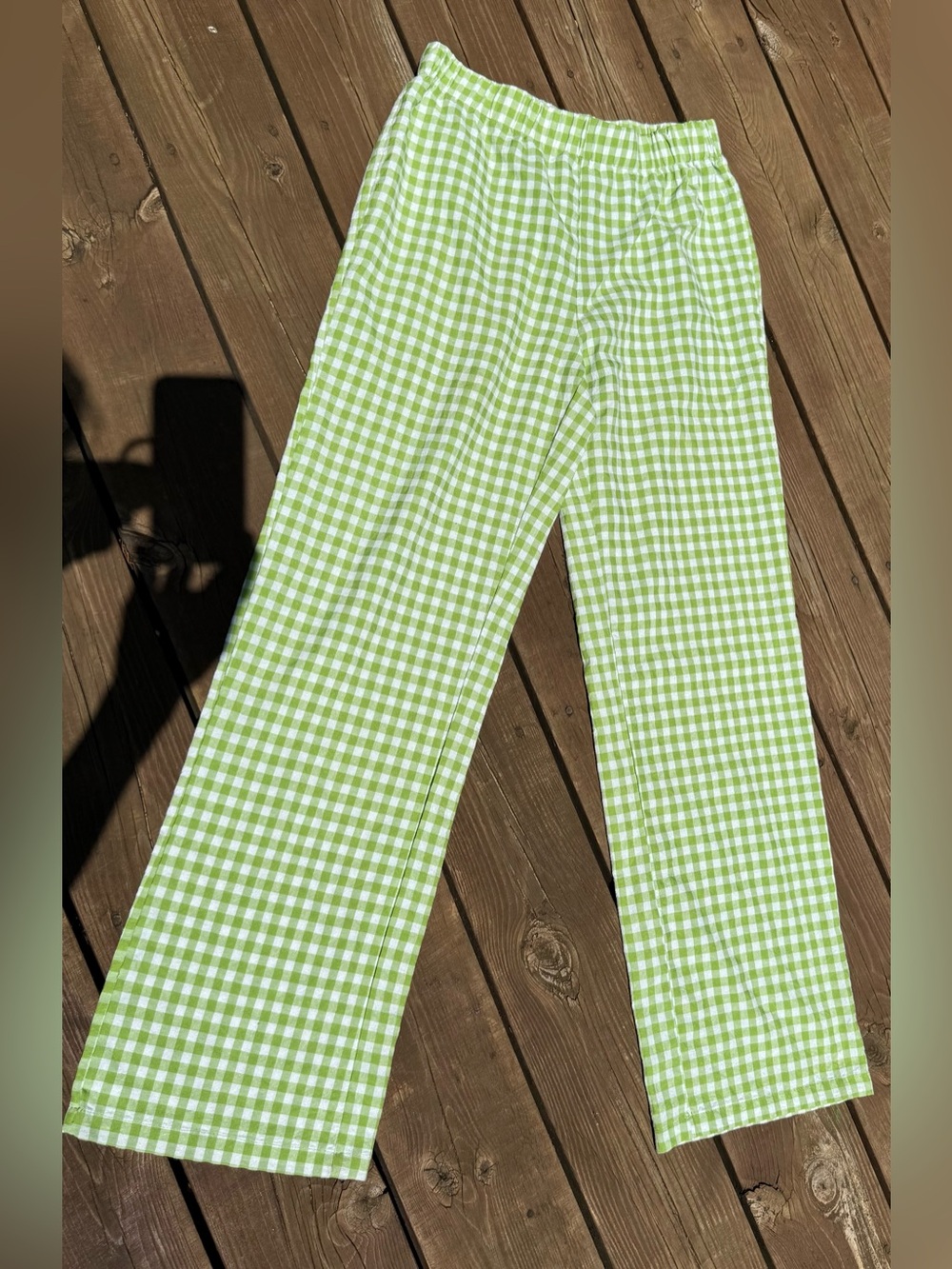 Green Gingham Wide-Leg Pants size L wide leg pre-owned with gift . - Picture 14 of 16